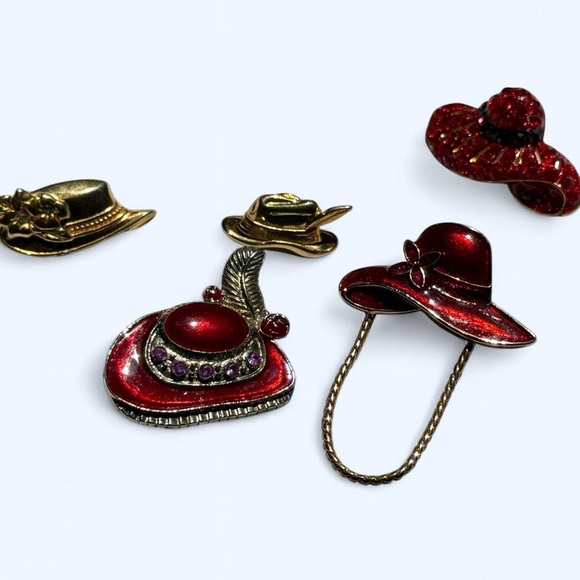 Vintage 80s Hat Brooch Set - Picture 1 of 2